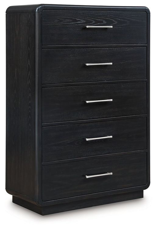 Rowanbeck - Black - Five Drawer Chest - Premium Accent Chests from Signature Design by Ashley® - Just $828! Shop now at Furniture Wholesale Plus  We are the best furniture store in Nashville, Hendersonville, Goodlettsville, Madison, Antioch, Mount Juliet, Lebanon, Gallatin, Springfield, Murfreesboro, Franklin, Brentwood