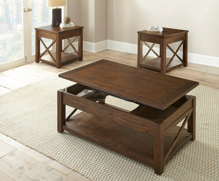 Lenka - 3 Piece Table Set - Brown – Table Sets by Steve Silver Furniture at Furniture Wholesale Plus , Nashville furniture store
