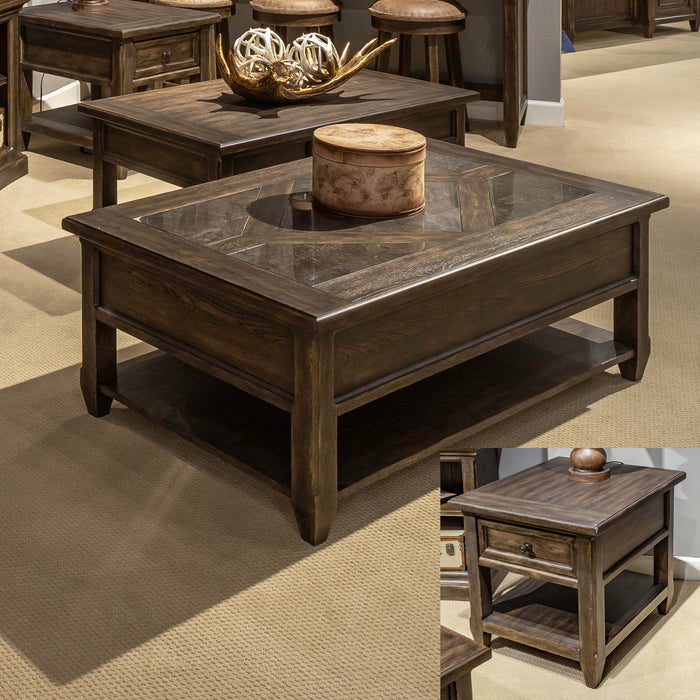 Paradise Valley - 3 Piece Table Set - Saddle Brown – Table Sets by Liberty Furniture at Furniture Wholesale Plus , Nashville furniture store