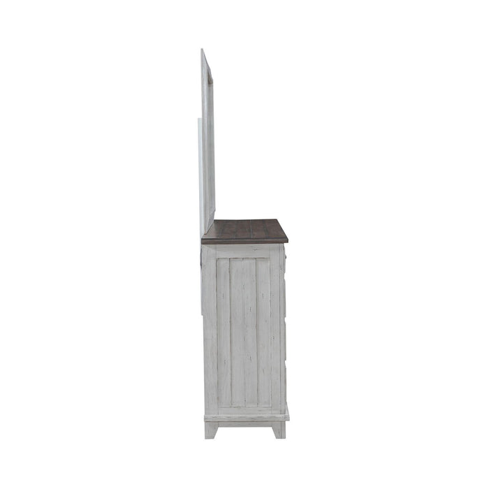 River Place - Dresser & Mirror - Riverstone White & Tobacco – Dresser & Mirror by Liberty Furniture at Furniture Wholesale Plus , Nashville furniture store