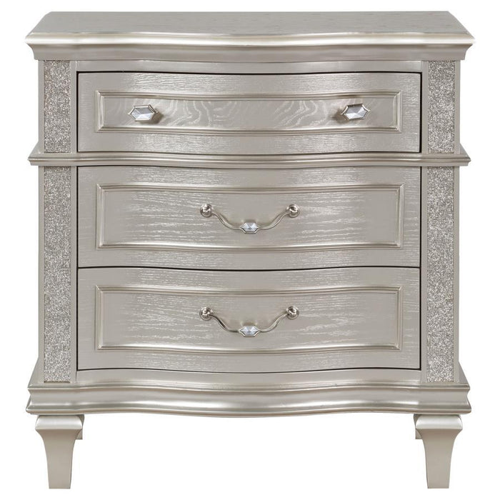 Evangeline - 3-Drawer Nightstand - Silver Oak – Nightstands w/ Charging Stations by CoasterElevations at Furniture Wholesale Plus , Nashville furniture store