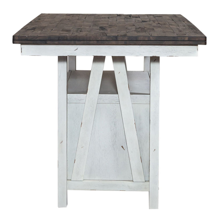 Farmhouse - Gathering Table - Two Tone White / Wood Tone – Counter Tables by Liberty Furniture at Furniture Wholesale Plus , Nashville furniture store