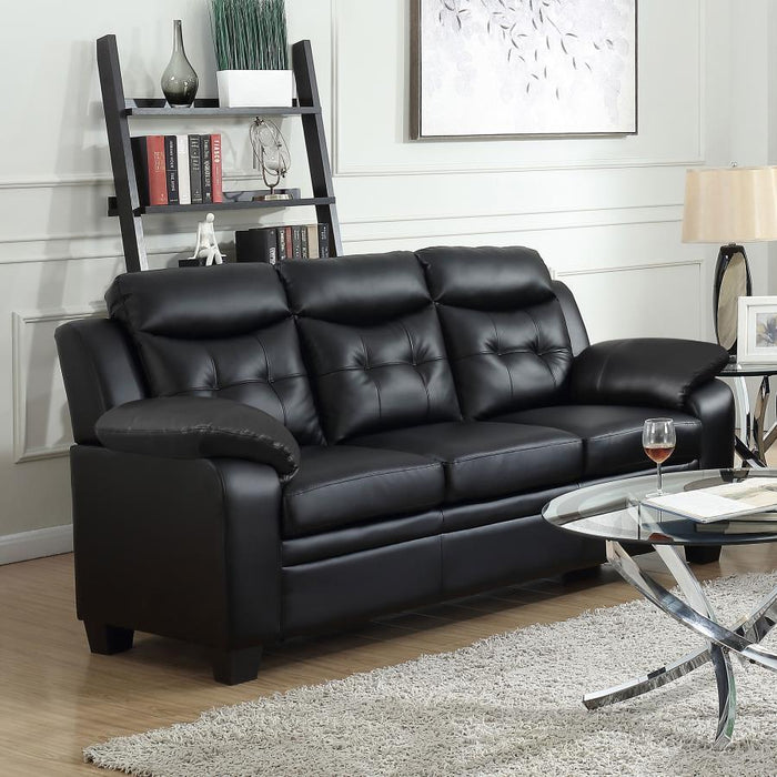 Finley - Upholstered Padded Arm Tufted Sofa - Black – Stationary Sofas by CoasterEveryday at Furniture Wholesale Plus , Nashville furniture store