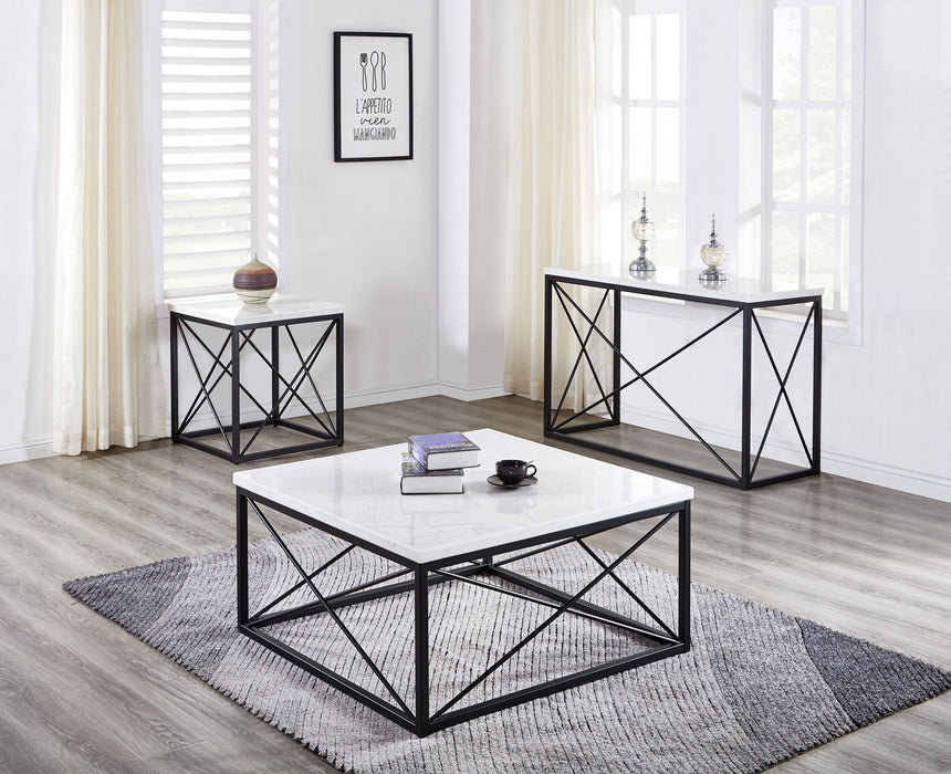 Skyler - White Marble Top Rectangular Sofa Table - White – Sofa Tables by Steve Silver Furniture at Furniture Wholesale Plus , Nashville furniture store