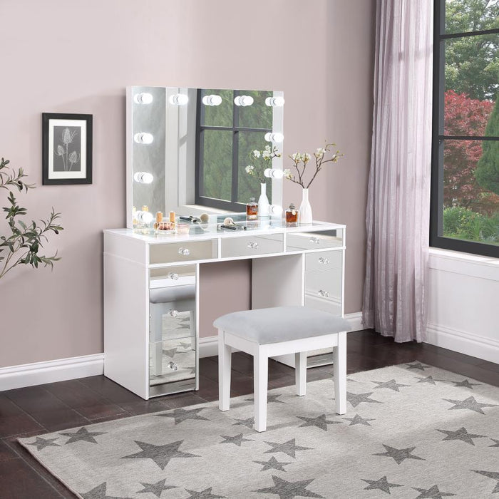 Regina - Makeup Vanity Table Set With Lighting - White – Vanity Sets by Coaster Fine Furniture at Furniture Wholesale Plus , Nashville furniture store