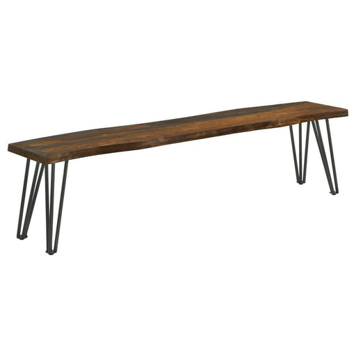 Neve - Live Edge Wood Dining Bench Hairpin Legs - Gray Sheesham - Premium Dining Benches from CoasterEssence - Just $429! Shop now at Furniture Wholesale Plus  We are the best furniture store in Nashville, Hendersonville, Goodlettsville, Madison, Antioch, Mount Juliet, Lebanon, Gallatin, Springfield, Murfreesboro, Franklin, Brentwood