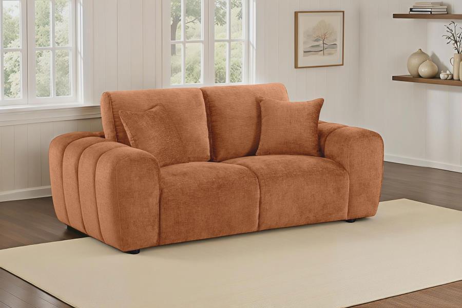 Burnett - Chenille Upholstered Wide Arm Loveseat – Stationary Loveseats by Coaster Fine Furniture at Furniture Wholesale Plus , Nashville furniture store