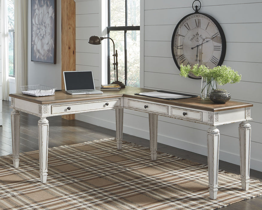 Realyn - Home Office L Shaped Desk - White / Brown – Computer Desks by Signature Design by Ashley® at Furniture Wholesale Plus , Nashville furniture store