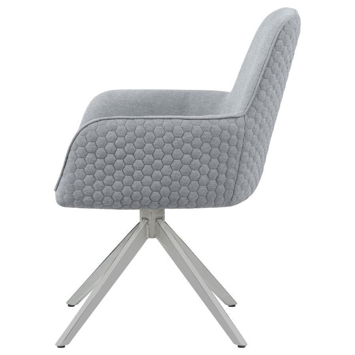 Abby - Fabric Upholstered Swivel Dining Arm Chair - Light Gray – Swivel Chairs by CoasterElevations at Furniture Wholesale Plus , Nashville furniture store