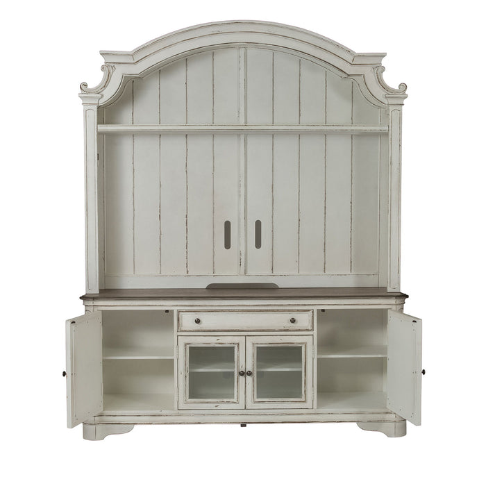 Magnolia Manor - Arched Entertainment Hutch - Antique White – Hutches by Liberty Furniture at Furniture Wholesale Plus , Nashville furniture store
