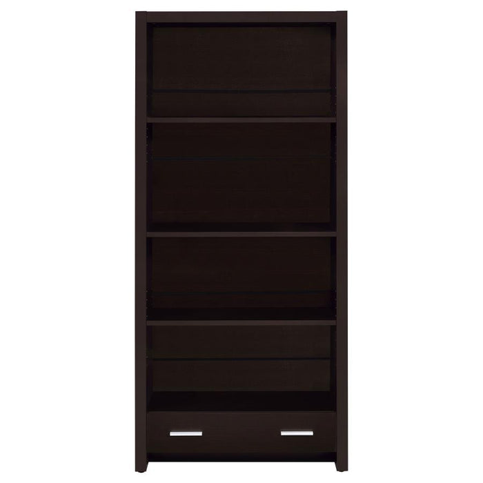 Skylar - 5-Shelf Bookcase With Drawer - Cappuccino - Premium Standard Bookcases from CoasterEveryday - Just $259! Shop now at Furniture Wholesale Plus  We are the best furniture store in Nashville, Hendersonville, Goodlettsville, Madison, Antioch, Mount Juliet, Lebanon, Gallatin, Springfield, Murfreesboro, Franklin, Brentwood