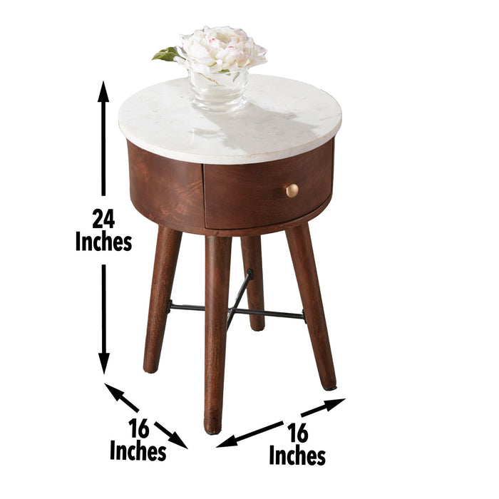 Bangalore - White Marble Top Round End Table - White – End Tables by Steve Silver Furniture at Furniture Wholesale Plus , Nashville furniture store