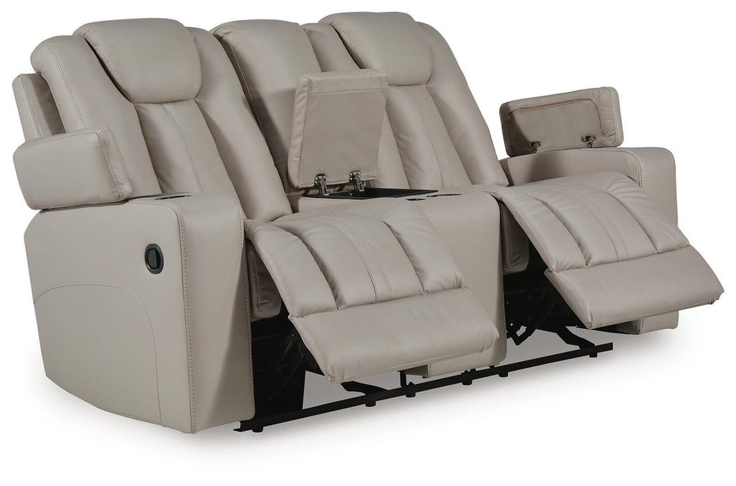 Elevate Edges - Glide Reclining Loveseat With Console - Coin – Reclining Loveseats by Signature Design by Ashley® at Furniture Wholesale Plus , Nashville furniture store