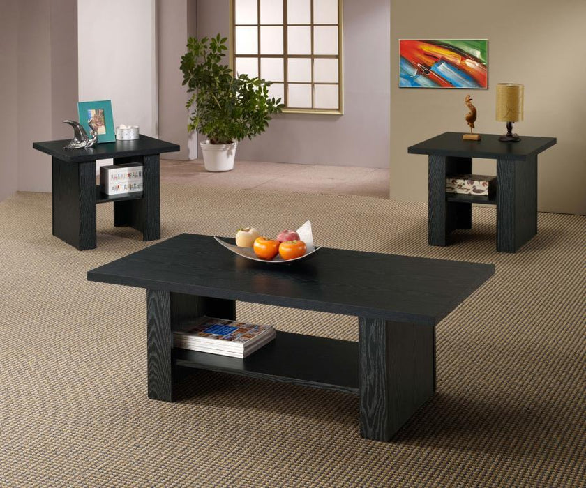 Rodez - 3 Piece Engineered Wood Coffee Table Set - Black Oak – Table Sets by CoasterEveryday at Furniture Wholesale Plus , Nashville furniture store