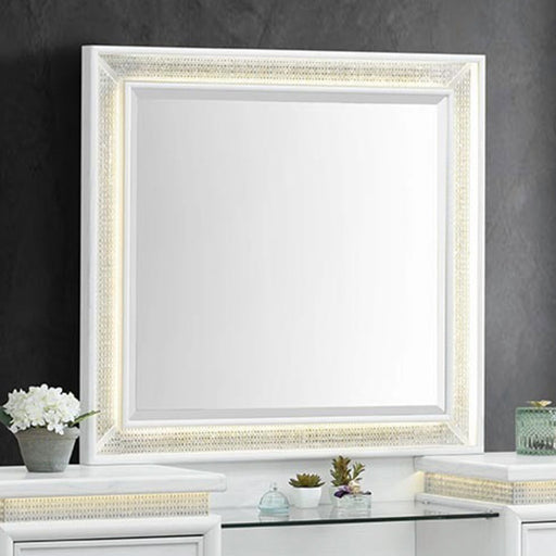 Reflections - Vanity Mirror - Pearl White & Rhinestone – Mirrors by Liberty Furniture at Furniture Wholesale Plus , Nashville furniture store