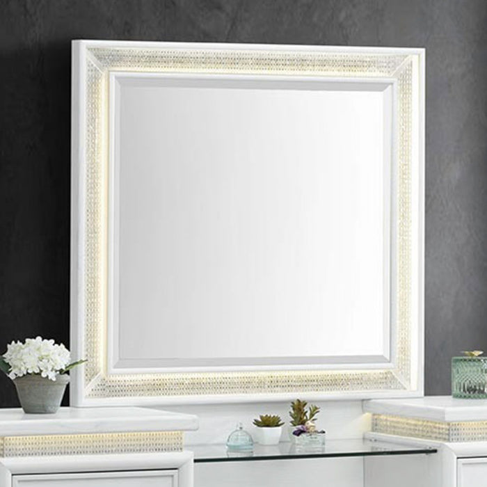 Reflections - Vanity Mirror - Pearl White & Rhinestone – Mirrors by Liberty Furniture at Furniture Wholesale Plus , Nashville furniture store