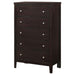 Carlton - 5-Drawer Bedroom Chest - Cappuccino – Accent Chests by CoasterEveryday at Furniture Wholesale Plus , Nashville furniture store