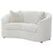 Rainn - Boucle Upholstered Sloped Arm Loveseat - Latte – Stationary Loveseats by CoasterEssence at Furniture Wholesale Plus , Nashville furniture store