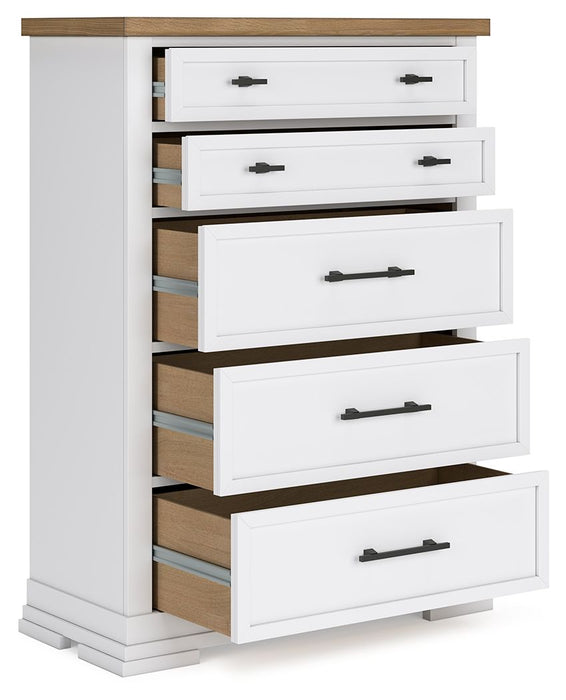 Ashbryn - Five Drawer Chest - White / Natural – Accent Chests by Benchcraft® at Furniture Wholesale Plus , Nashville furniture store