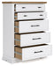 Ashbryn - Five Drawer Chest - White / Natural – Accent Chests by Benchcraft® at Furniture Wholesale Plus , Nashville furniture store