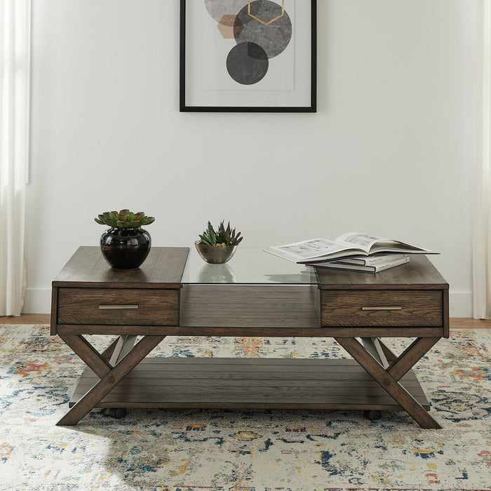 Lennox - Display Cocktail Table - Weathered Chestnut – Cocktail Tables by Liberty Furniture at Furniture Wholesale Plus , Nashville furniture store