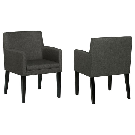 Catherine - Upholstered Dining Arm Chair (Set of 2) - Gray – Chair Sets by Coaster Fine Furniture at Furniture Wholesale Plus , Nashville furniture store