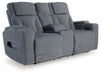 Studio Cave - Power Reclining Loveseat with Console - Steel – Reclining Loveseats by Signature Design by Ashley® at Furniture Wholesale Plus , Nashville furniture store