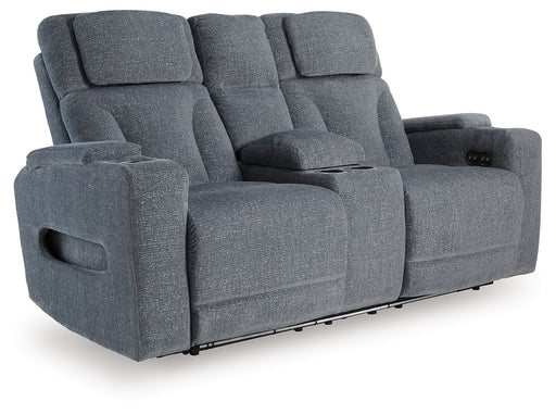 Studio Cave - Power Reclining Loveseat with Console - Steel – Reclining Loveseats by Signature Design by Ashley® at Furniture Wholesale Plus , Nashville furniture store