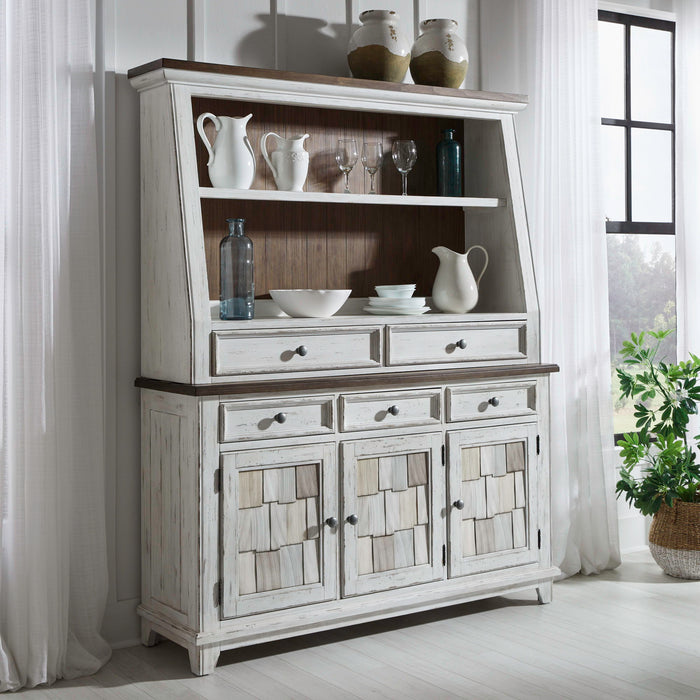 River Place - Server & Hutch - Riverstone White & Tobacco – Hutches & Buffets by Liberty Furniture at Furniture Wholesale Plus , Nashville furniture store