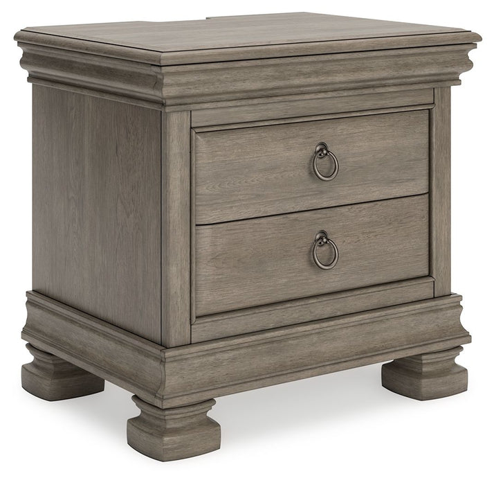 Lexorne - Three Drawer Night Stand - Gray – Nightstands w/ Charging Stations by Signature Design by Ashley® at Furniture Wholesale Plus , Nashville furniture store