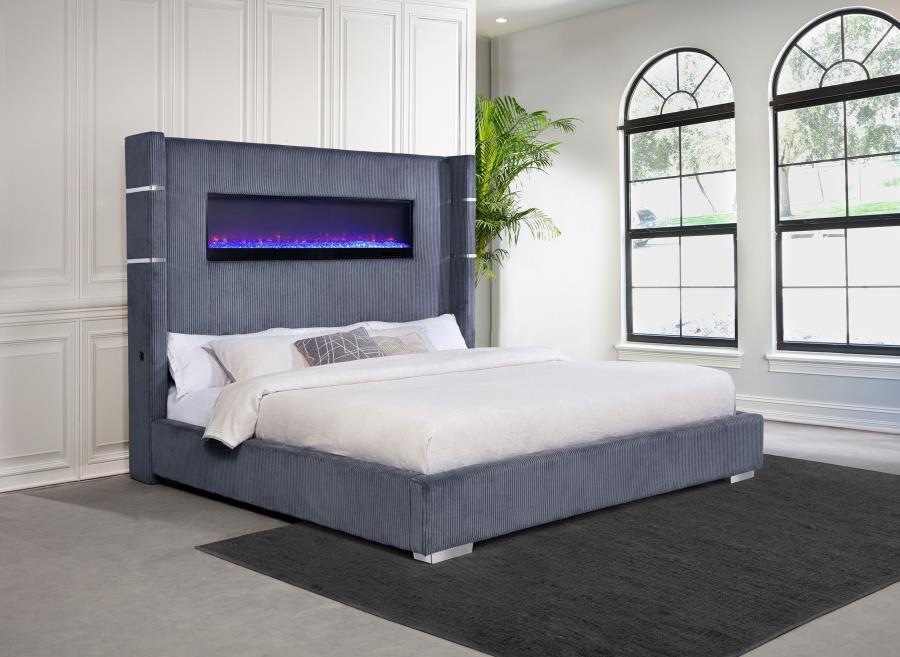 Tisdall - Upholstered Fireplace Bed – Upholstered Beds by Coaster Fine Furniture at Furniture Wholesale Plus , Nashville furniture store