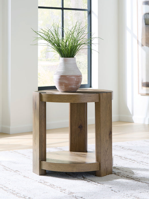 Flangren - Round End Table - Light Brown – End Tables by Signature Design by Ashley® at Furniture Wholesale Plus , Nashville furniture store