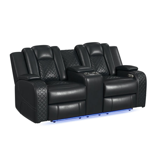 Carlo - Power Motion Loveseat With Power Headrest, Console And LED – Reclining Loveseats by Elements International at Furniture Wholesale Plus , Nashville furniture store