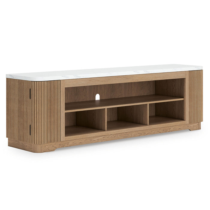Camdill - XL TV Stand With Fireplace Option - Light Brown – TV Stands by Signature Design by Ashley® at Furniture Wholesale Plus , Nashville furniture store