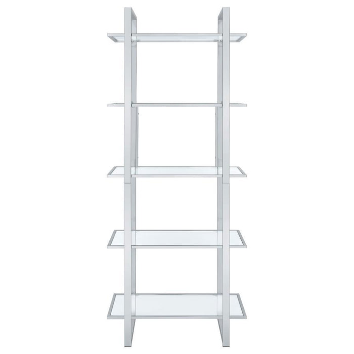 Hartford - 5-Shelf Glass Bookshelf - Chrome - Premium Standard Bookcases from CoasterEssence - Just $389! Shop now at Furniture Wholesale Plus  We are the best furniture store in Nashville, Hendersonville, Goodlettsville, Madison, Antioch, Mount Juliet, Lebanon, Gallatin, Springfield, Murfreesboro, Franklin, Brentwood