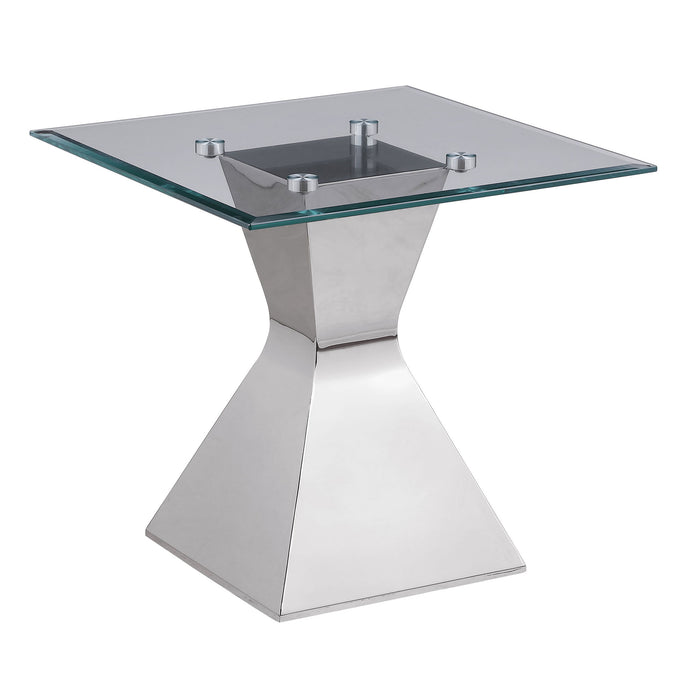 Jenny - Glass Top Stainless Steel Table – End Tables by CoasterEveryday at Furniture Wholesale Plus , Nashville furniture store