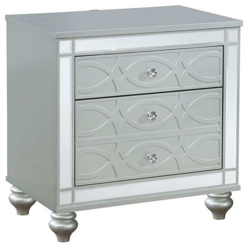 Gunnison - 2-Drawer Nightstand - Silver Metallic - Premium Accent Nightstands from CoasterEssence - Just $369! Shop now at Furniture Wholesale Plus  We are the best furniture store in Nashville, Hendersonville, Goodlettsville, Madison, Antioch, Mount Juliet, Lebanon, Gallatin, Springfield, Murfreesboro, Franklin, Brentwood