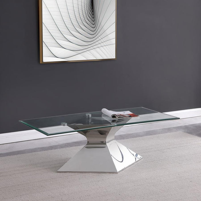 Jenny - Glass Top Stainless Steel Table – End Tables by CoasterEveryday at Furniture Wholesale Plus , Nashville furniture store