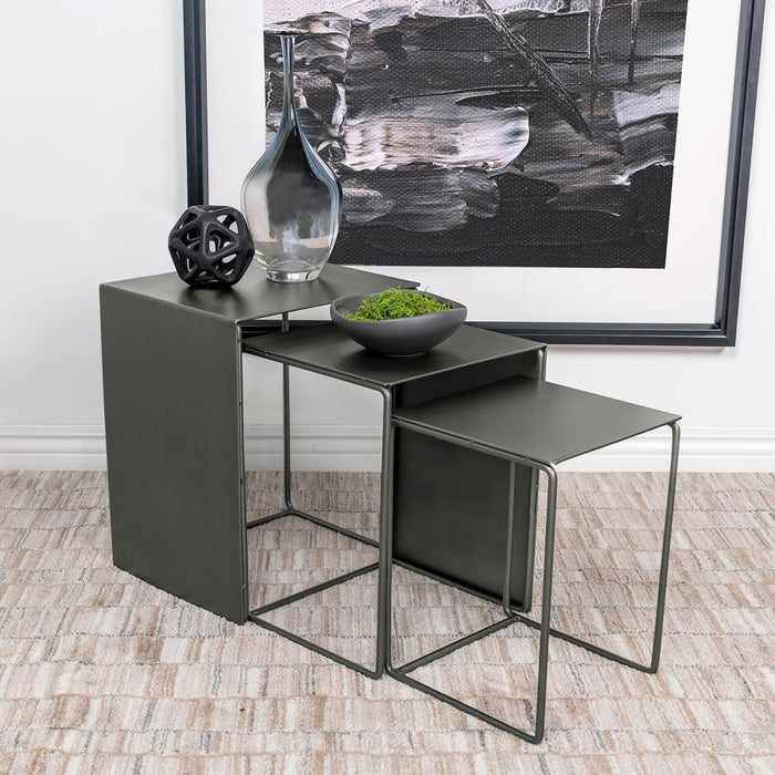 Imez - 3 Piece Rectangular Metal Nesting Table Set - Gray – Nesting Tables by Coaster Fine Furniture at Furniture Wholesale Plus , Nashville furniture store