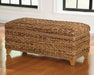 Laughton - Hand - Woven Banana Leaf Storage Trunk - Amber – Storage Benches by CoasterEssence at Furniture Wholesale Plus , Nashville furniture store