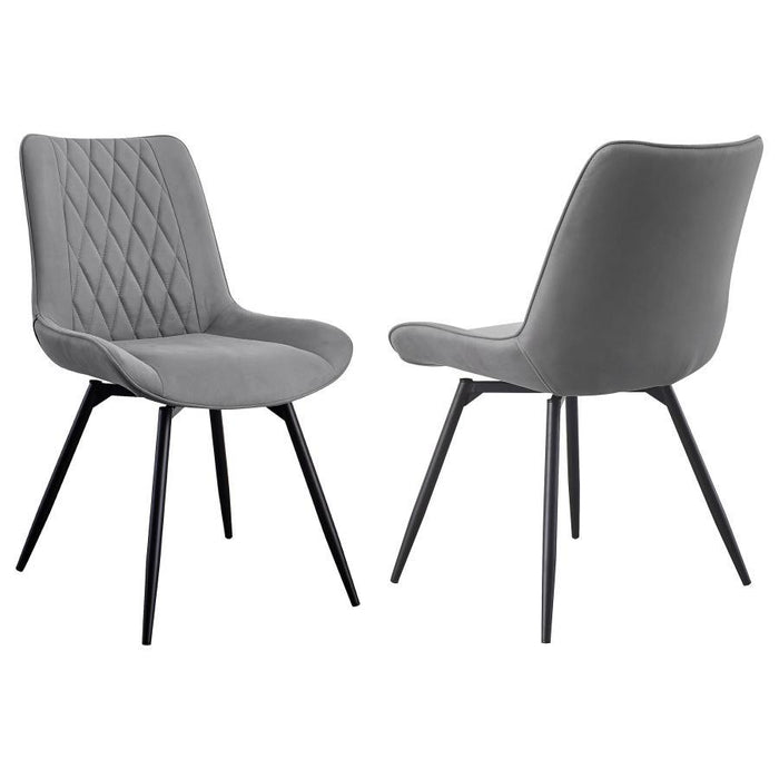 Diggs - Upholstered Swivel Dining Side Chair (Set of 2) - Gray – Chair Sets by CoasterEssence at Furniture Wholesale Plus , Nashville furniture store