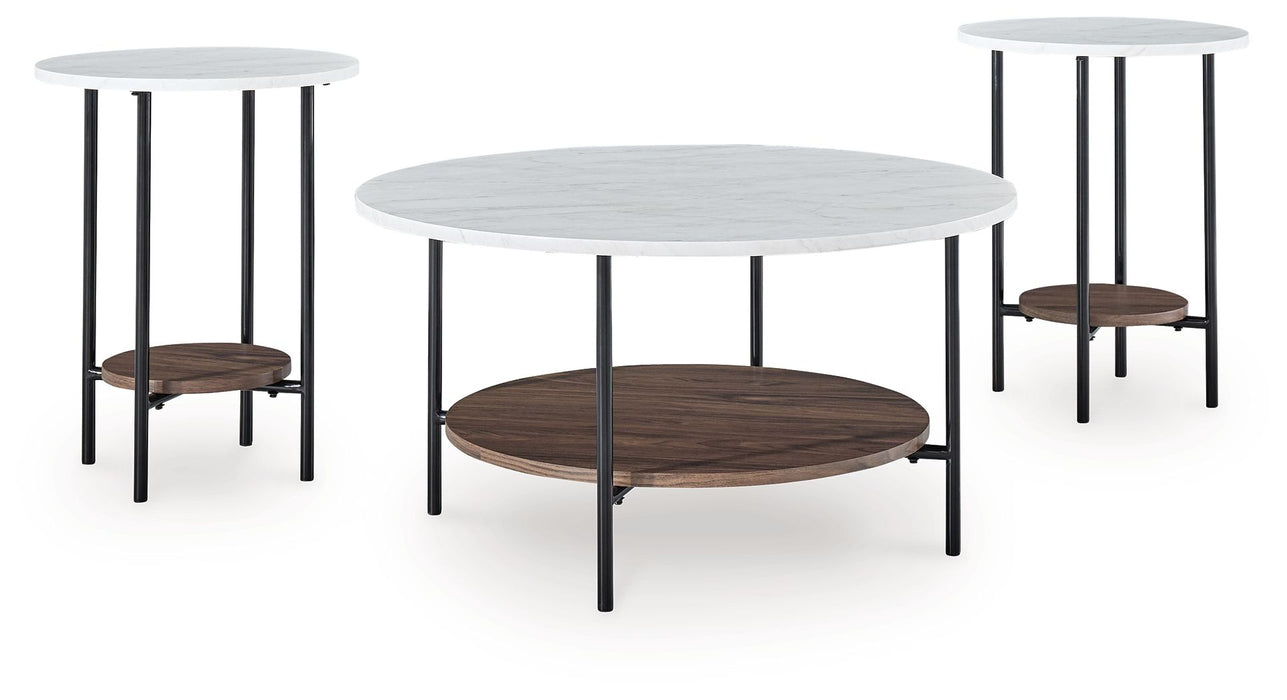 Wrenwich - Occasional Table Set (Set of 3) - Brown / Black / White – Table Sets by Signature Design by Ashley® at Furniture Wholesale Plus , Nashville furniture store