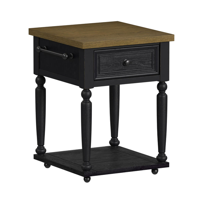 Heritage - Chopping Block Island With Casters - Oak Brown And Black – Islands by Elements International at Furniture Wholesale Plus , Nashville furniture store
