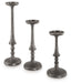 Eravell - Candle Holder Set (Set of 3) - Pewter Finish – Candles & Holders by Signature Design by Ashley® at Furniture Wholesale Plus , Nashville furniture store