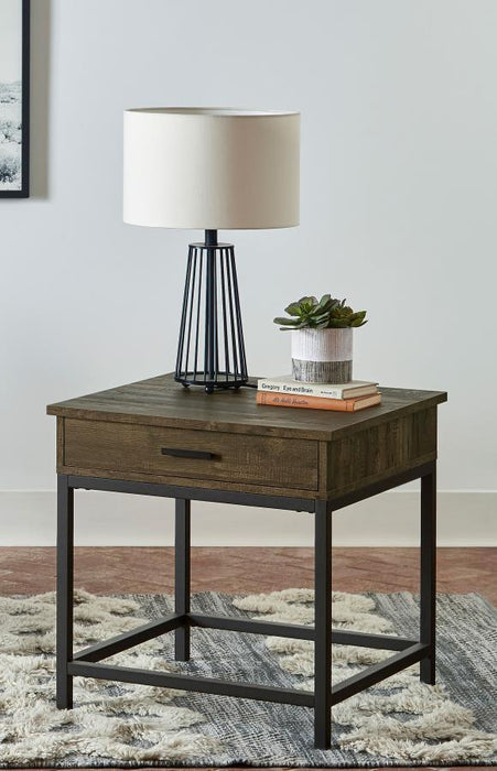 Byers - 1-Drawer Square Engineered Wood End Table - Brown Oak – End Tables by CoasterEssence at Furniture Wholesale Plus , Nashville furniture store