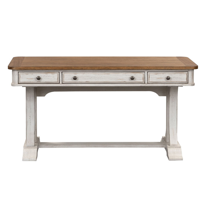 Farmhouse Reimagined - Writing Desk - Antique White / Chestnut Tops – Writing Desks by Liberty Furniture at Furniture Wholesale Plus , Nashville furniture store