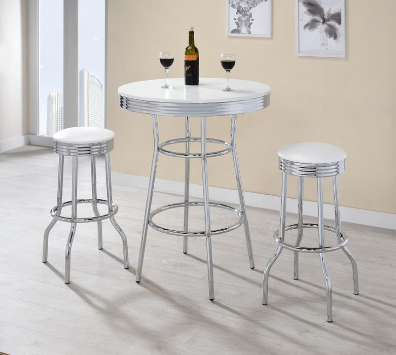 Retro - 3 Pieces Round 1950s Bistro Pub Bar Table Set - Premium 3 Piece Dining Room Sets from Coaster Fine Furniture - Just $409! Shop now at Furniture Wholesale Plus  We are the best furniture store in Nashville, Hendersonville, Goodlettsville, Madison, Antioch, Mount Juliet, Lebanon, Gallatin, Springfield, Murfreesboro, Franklin, Brentwood