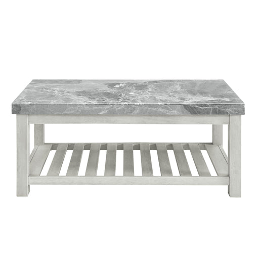 Canova - Gray Marble Top Coffee Table - White – Coffee Tables by Steve Silver Furniture at Furniture Wholesale Plus , Nashville furniture store