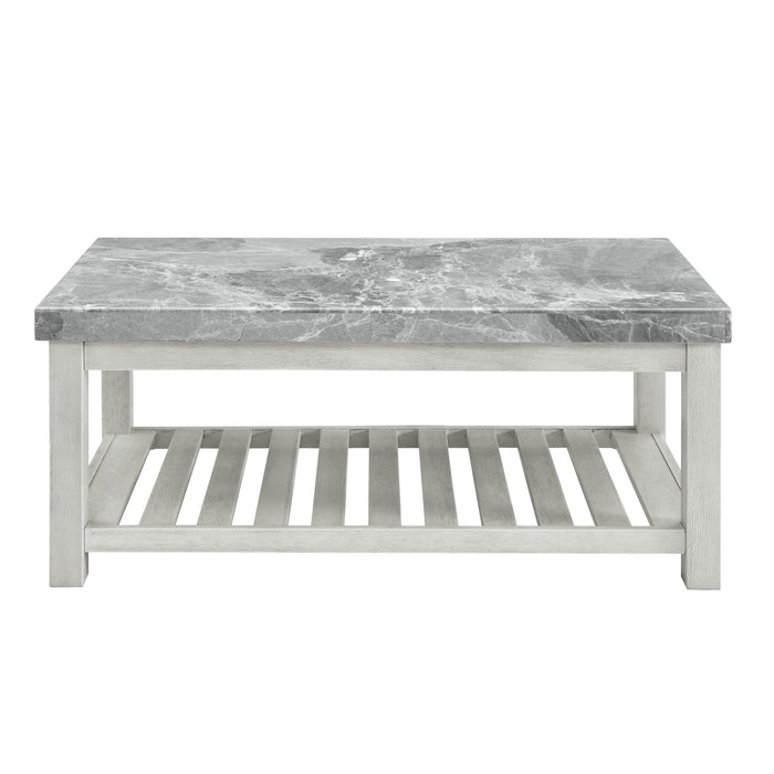 Canova - Gray Marble Top Coffee Table - White – Coffee Tables by Steve Silver Furniture at Furniture Wholesale Plus , Nashville furniture store