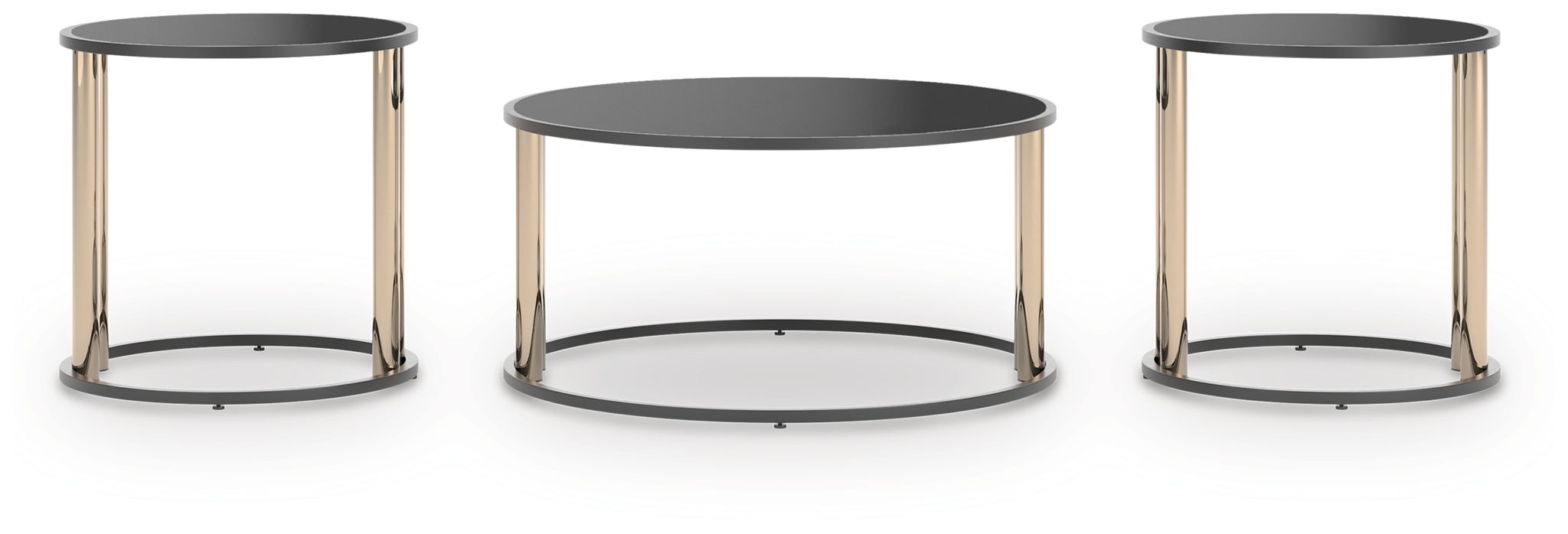 Hannerly - Occasional Table Set (Set of 3) - Black / Gold Finish – Table Sets by Signature Design by Ashley® at Furniture Wholesale Plus , Nashville furniture store